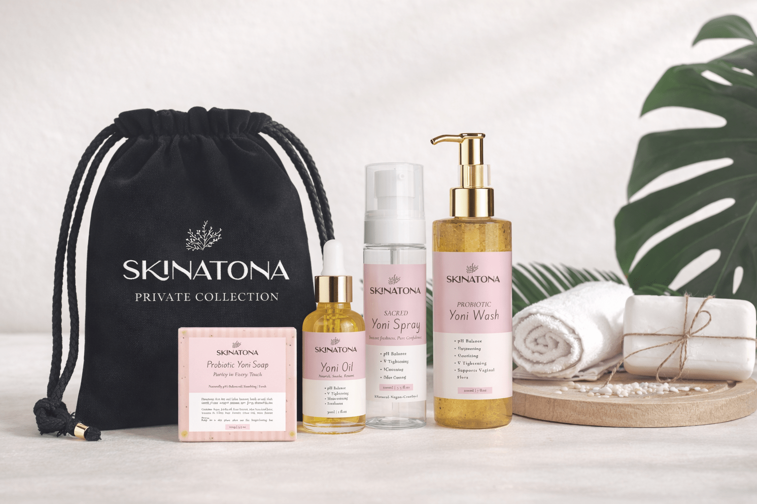 Sacred Yoni Care Bundle, Wash, Spray & Oil - Skinatona